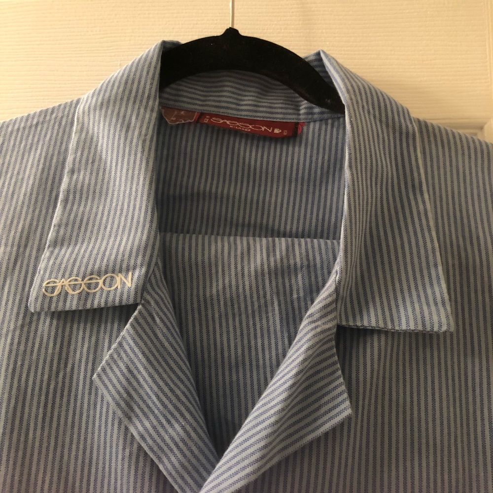 Vintage Sasson striped  2 shades of blue pajama set XL EUC
